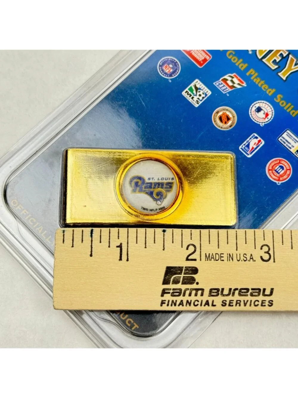 St. Louis Rams Money Clip 24Kt Gold Plated Solid Brass NFL By Tag Express NEW